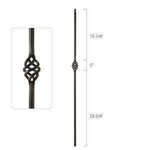 Steel Tube Spindle - 1/2 in. Square Series With Dowel Top - Single Basket (Iron Balusters USA)