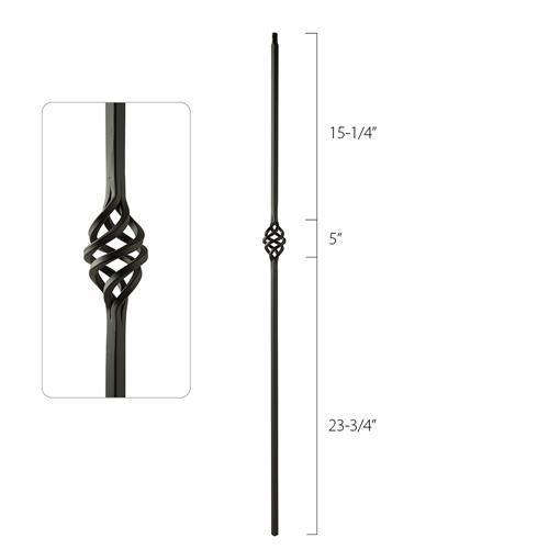 Steel Tube Spindle - 1/2 in. Square Series With Dowel Top - Single Basket (Iron Balusters USA)