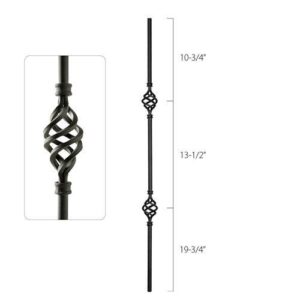 Steel Tube Spindles, 1/2" Round Series, Double Basket (Iron Balusters USA)