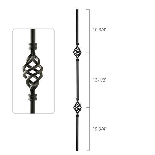 Steel Tube Spindles, 1/2" Round Series, Double Basket (Iron Balusters USA)
