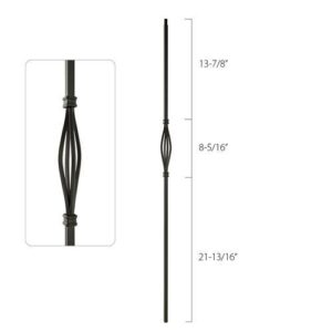 Steel Tube Spindles - 1/2 in. square Series With Dowel Top - Single Basket (Iron Balusters USA)