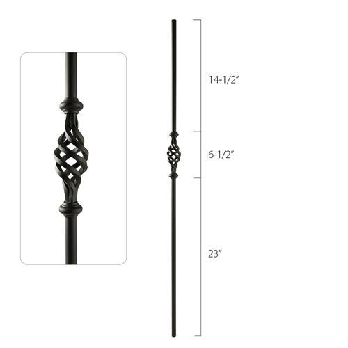 Steel Tube Spindles - 5/8 in. Round Series - Single Basket (Iron Balusters USA)