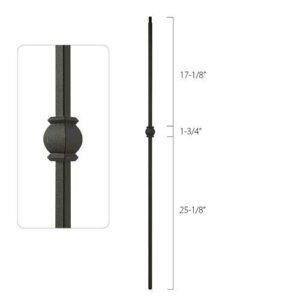 Steel Tube Spindles - 1/2 in. Square Series With Dowel Top - Single Collar (Iron Balusters USA)