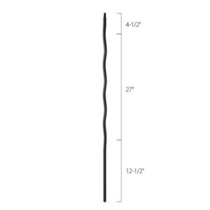 Steel Tube Spindles - 1/2 in. Square Series With Dowel Top - Wavy (Iron Balusters USA)