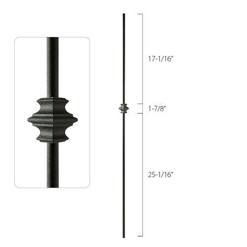 Steel Tube Spindles - 1/2 in. Round Series - Single Collar (Iron Balusters USA)