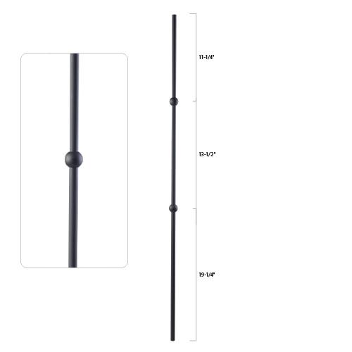 Steel Tube Spindle - 9/16 in. Round Series - Double Sphere (Iron Balusters USA)