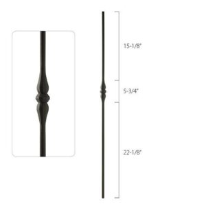 Steel Tube Spindles - 9/16" Round Series - Hammered Single Collar (Iron Balusters USA)