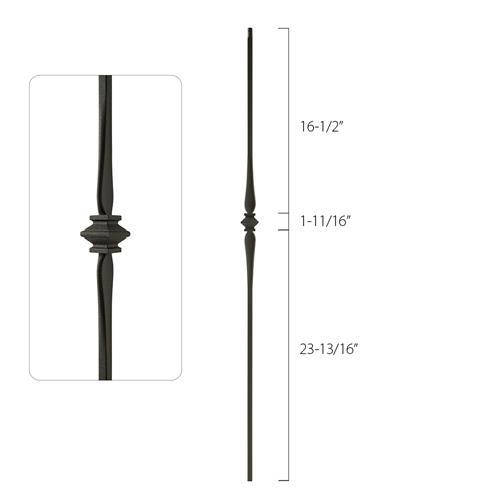 Steel Tube Spindles - 1/2 in. Square Series With Dowel Top - Single Collar (Iron Balusters USA)