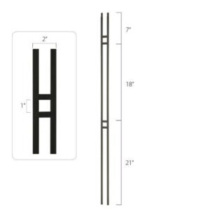 Steel Tube Spindles - 1/2 in. Square H Series With Dowel Top - Double Feature (Iron Balusters USA)