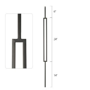 Steel Tube Spindle - 1/2 in. Square Series With Dowel Top - Single Feature (Iron Balusters USA)