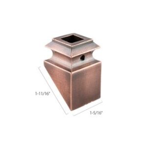 Aluminum Pitch Base Collars - 1/2" Square - Burnished Copper (Iron Balusters USA)